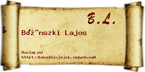 Bánszki Lajos névjegykártya